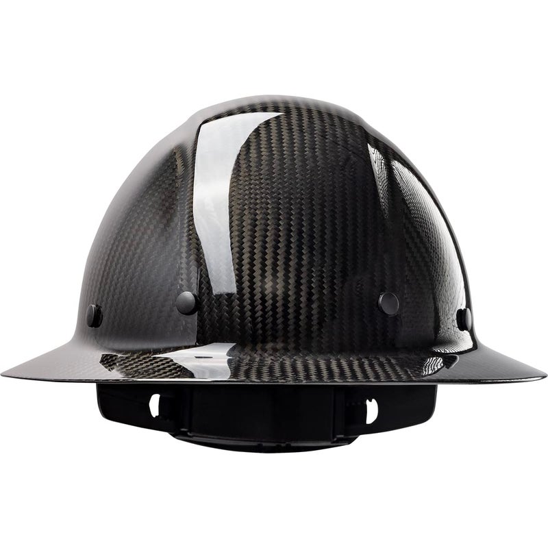 PIP Wolfjaw  Full Brim Smooth Dome Hard Hat with Glossy Carbon Fiber Shell  8-Point Riveted Textile Suspension  Wheel-Ratchet Adjustment  Black (280-HP1471R-11) - Image 1